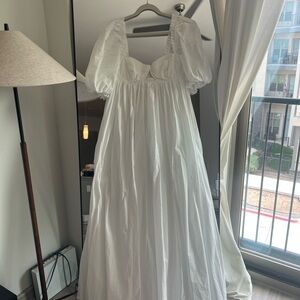 Selkie White Puff Sleeve Dress